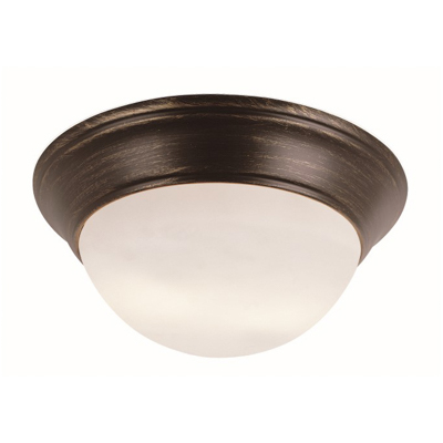 Trans Globe Lighting 57703 ROB TGL White Frosted 11" Flushmount in Rubbed Oil Bronze